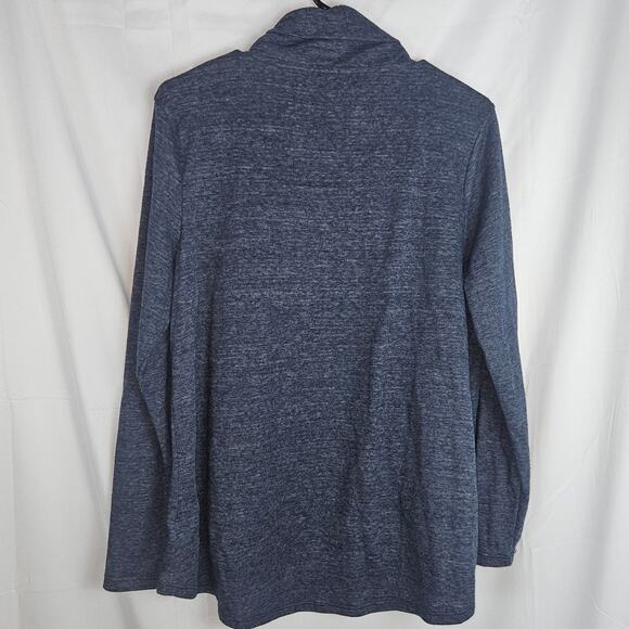 Sunday Heathered Blue Draped Cardigan with Striped Detail Inside- Size Large - Picture 2 of 6